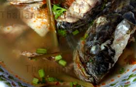 Leckere Fischsuppe in Thailand, vor dem Fischauge darf man keine Scheu haben.