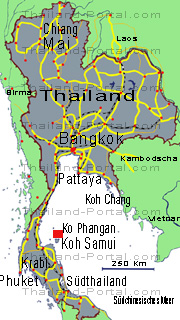 Karte, Lage von Ko Phangan in Thailand