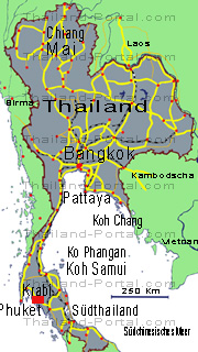 Karte, Lage von Krabi in Thailand