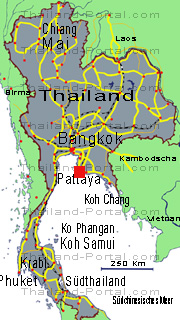 Karte, Lage von Pattaya in Thailand
